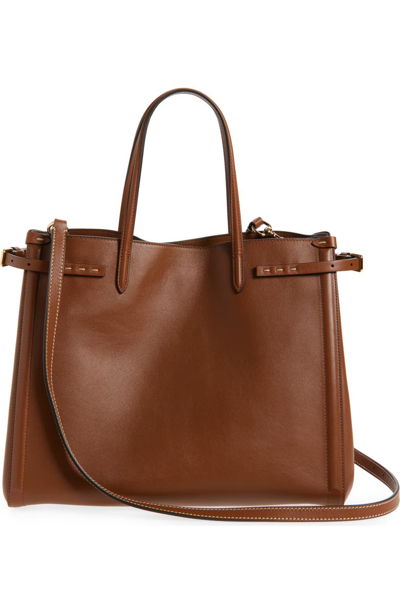 Valentino Garavani Medium Antibes Leather Tote, Alternate, color, N58 Tobacco