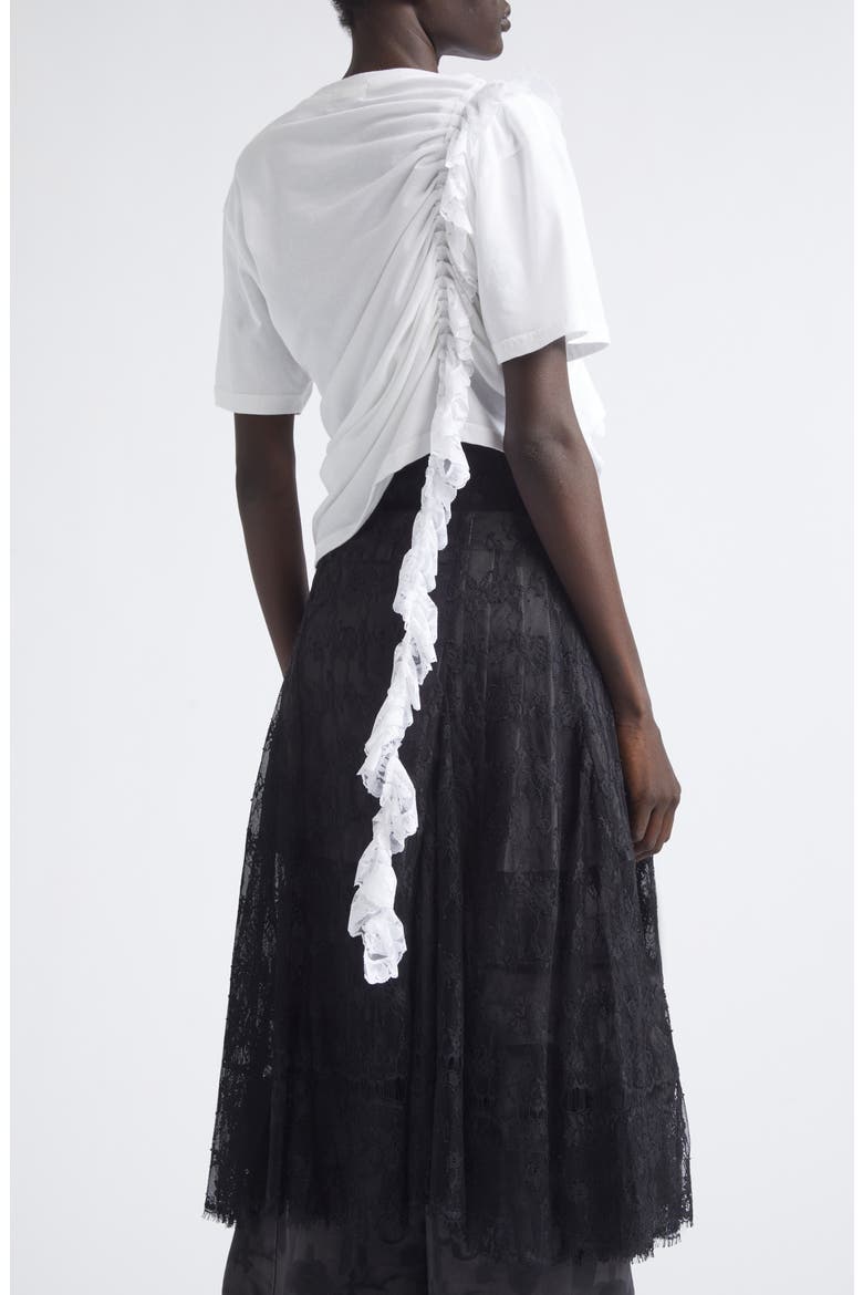 Amaryllis Duo Organic Cotton & Lace Crop T-Shirt, Alternate, color, WHITE