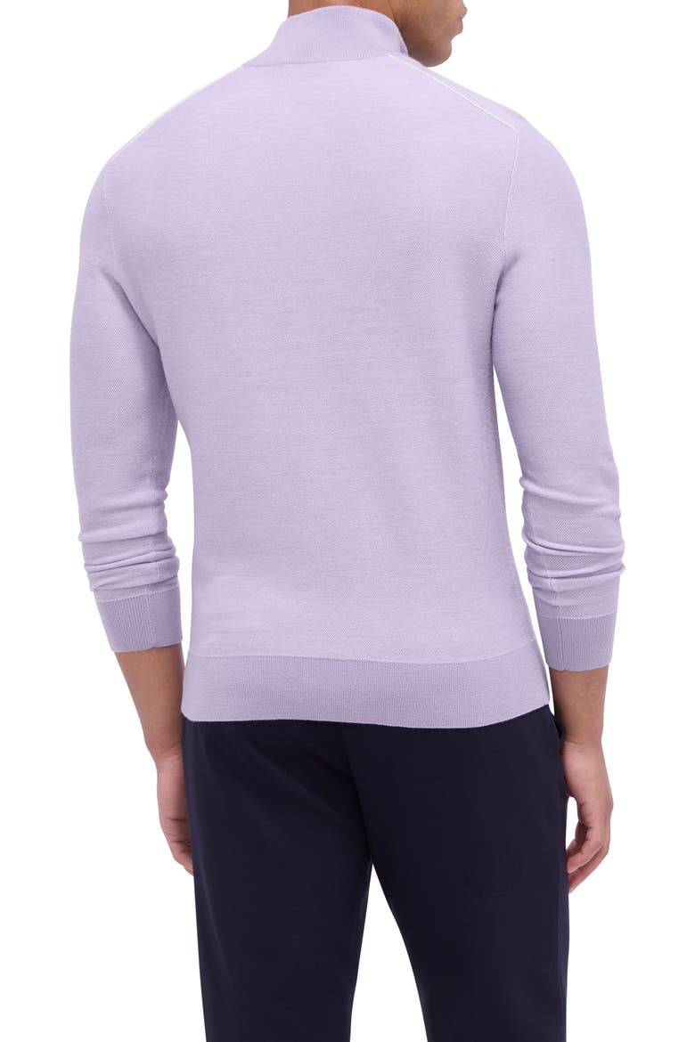 Merino Wool & Silk Bird's Eye Quarter Zip Sweater, Alternate, color, LILAC