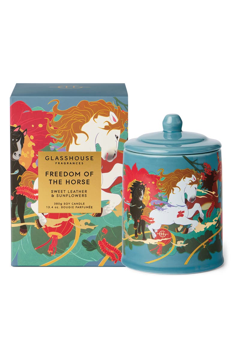 Glasshouse Fragrances Freedom of the Horse Scented Candle, Main, color, 