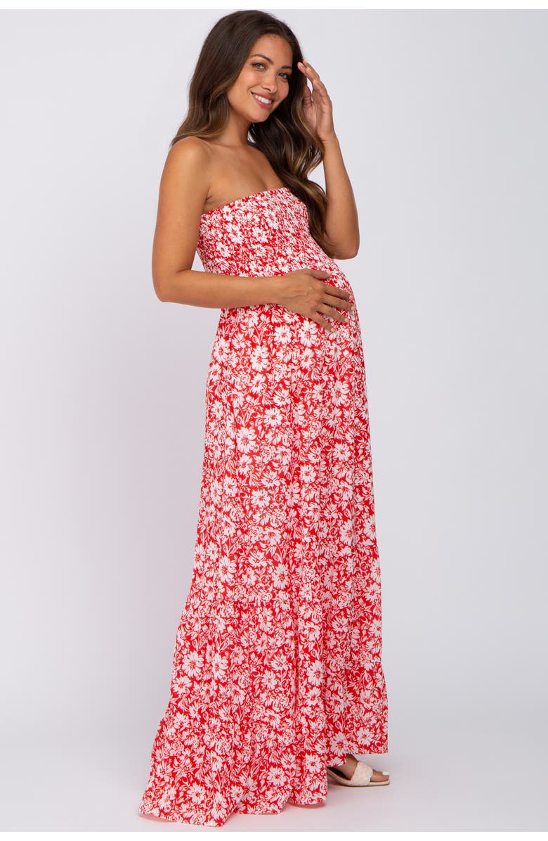 PinkBlush Floral Strapless Smocked Maxi Dress, Alternate, color, Red
