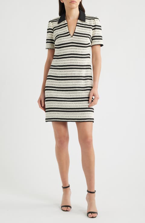 Collar Open Stitch Shift Dress