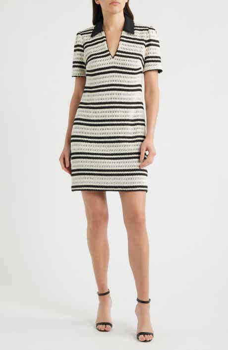 Collar Open Stitch Shift Dress