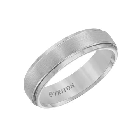 6MM Tungsten Carbide Ring with Satin Finish Center and Step Edge