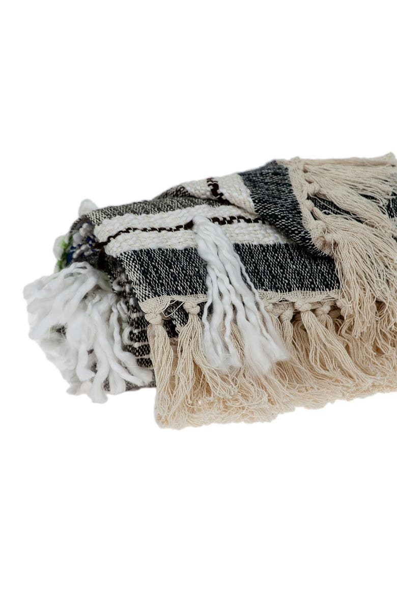 PARKLAND COLLECTION Ira Eclectic White 52" x 67" Woven Handloom Throw, Alternate, color,