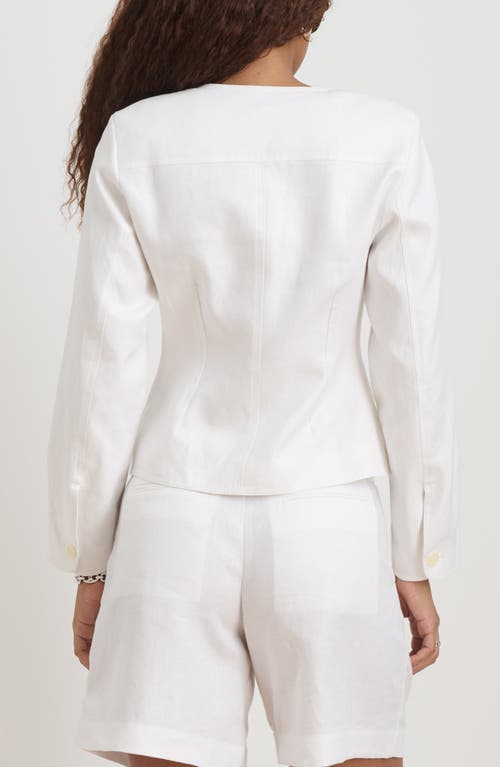 Alex Mill Luna Collarless Linen Jacket In White