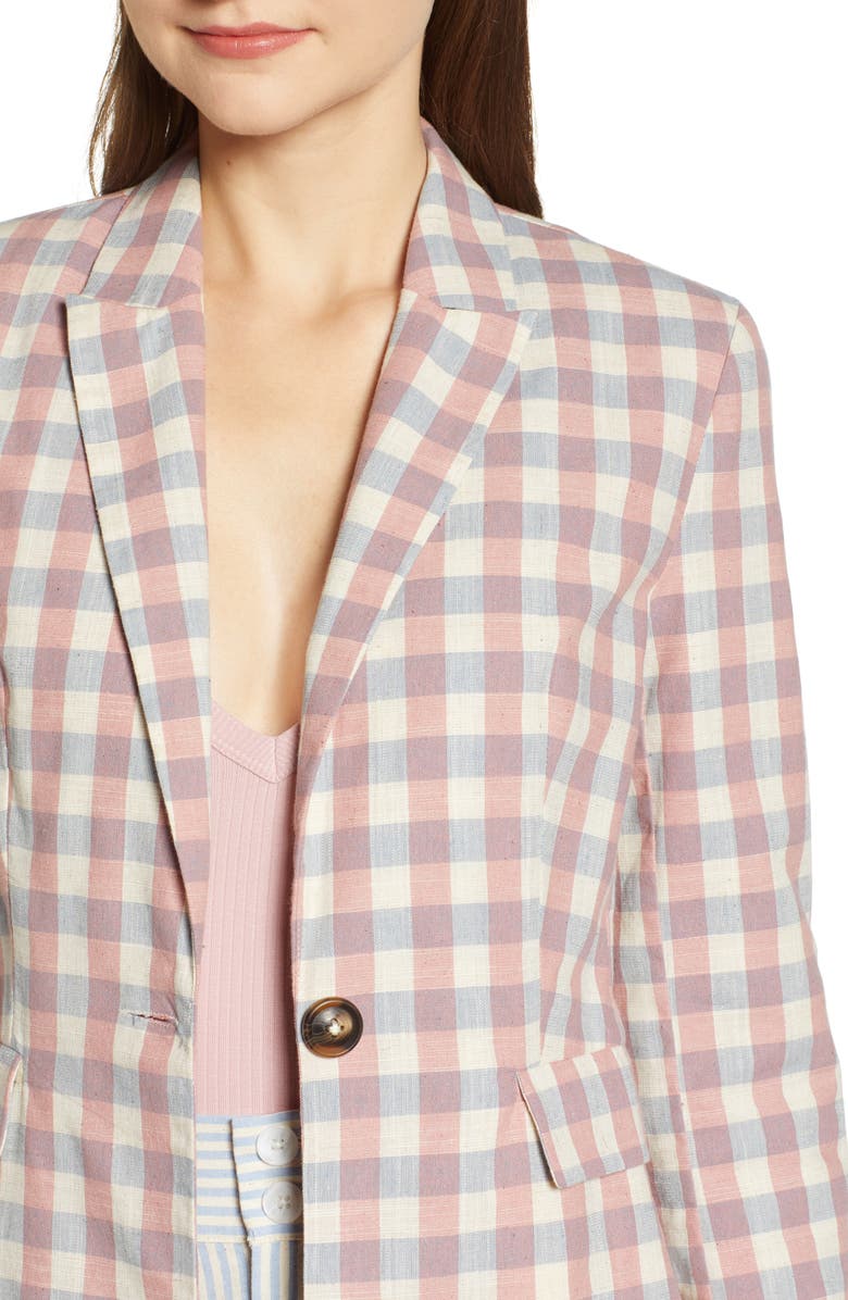 English Factory Gingham Check Blazer, Alternate, color, 