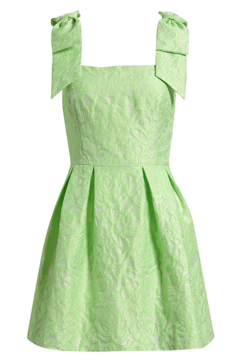 Cerese Bow Shoulder Pleated Skirt Dress, Alternate, color, PISTACHIO MACARON FLORAL