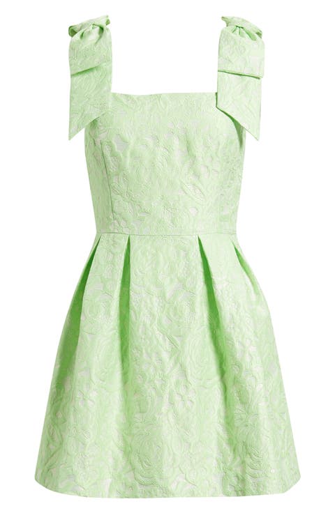 Cerese Bow Shoulder Pleated Skirt Dress