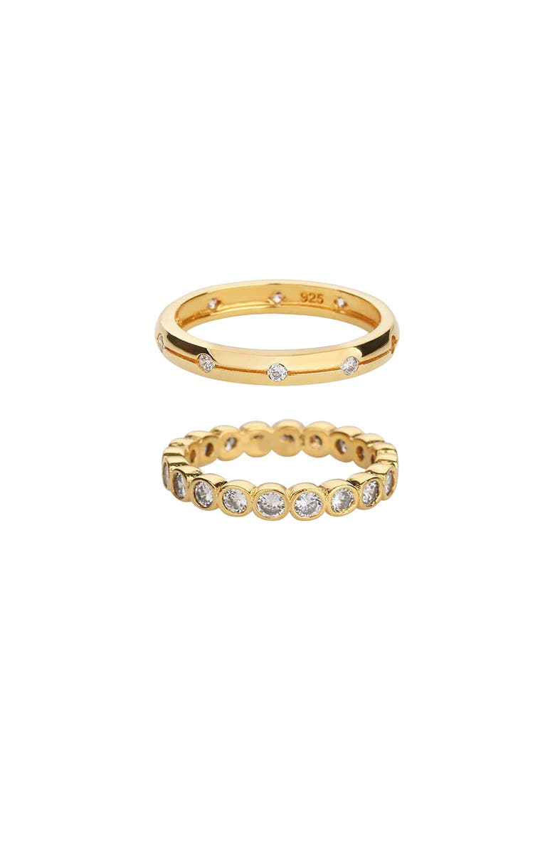 Bearfruit Jewelry 18K Gold Plated Sterling Silver Shining Elegance Ring Duo Set Holiday Gift Idea, Alternate, color, Gold