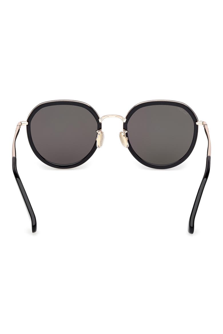 57mm Round Sunglasses, Alternate, color, SHINY BLACK / SMOKE