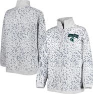 GAMEDAY COUTURE Women's Gameday Couture Heather Gray Michigan State Spartans Leopard Quarter-Zip Sweatshirt