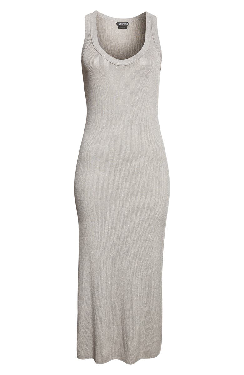 TOM FORD Sequin Rib Tank Dress, Main, color, Silver