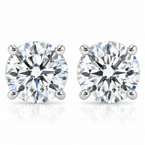 Certified 1 1/2ct Round Cut Diamond Studs In 14k Gold Lab Grown