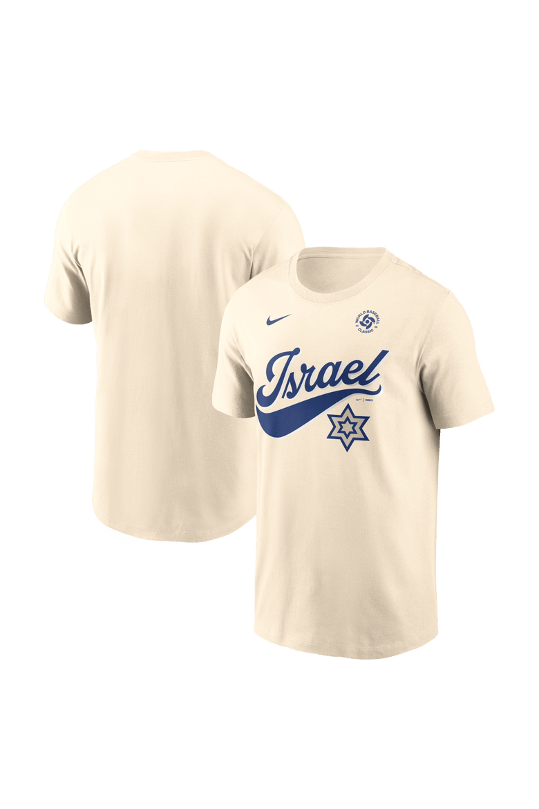 Men's Nike Cream Israel Baseball 2026 World Baseball Classic Local T-Shirt, Main, color, Cream