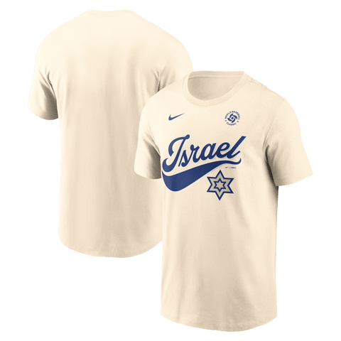 Men's Nike Cream Israel Baseball 2026 World Baseball Classic Local T-Shirt