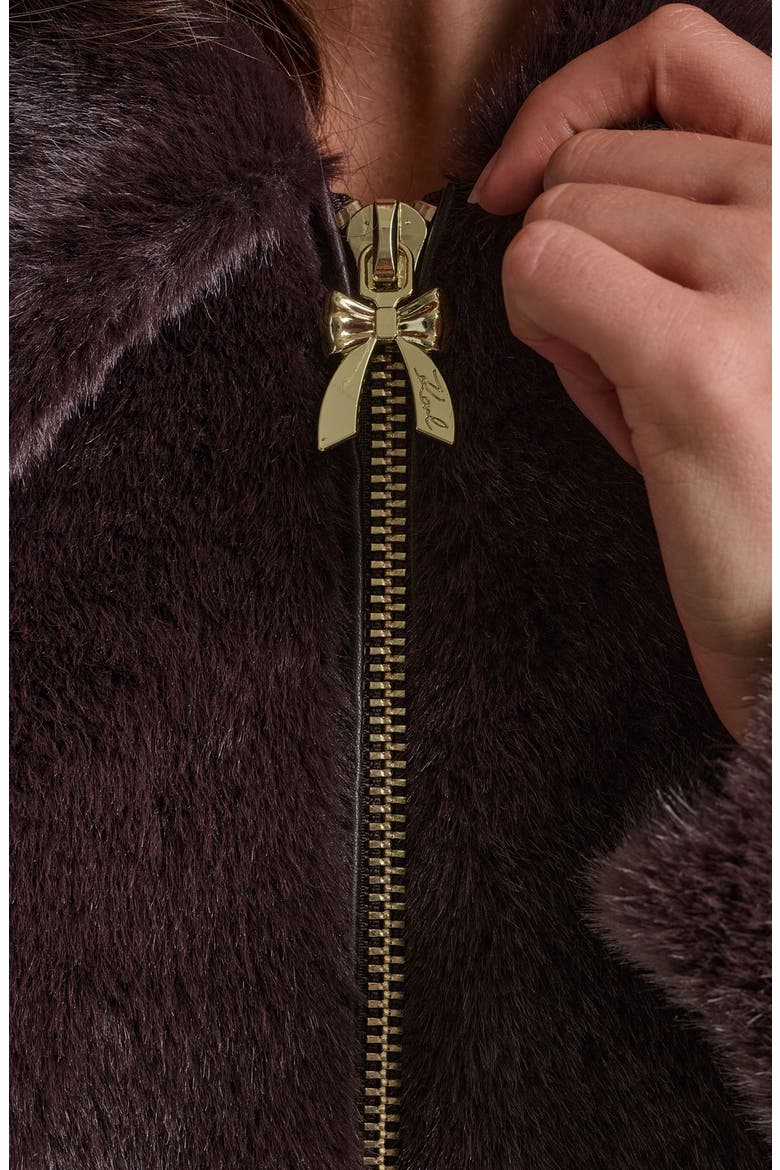 Bow Puller Faux Fur Jacket, Alternate, color, JAVA
