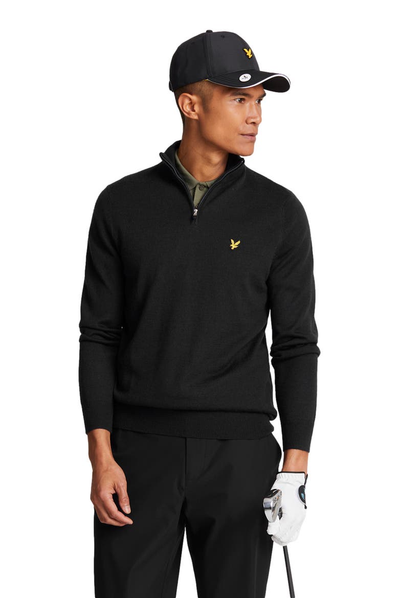 Golf Quarter Zip Merino Sweater, Alternate, color, Jet Black