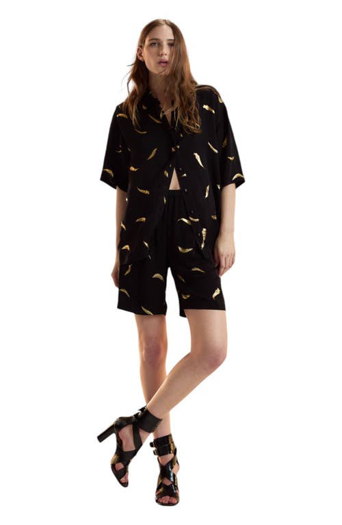 Cynthia Rowley Blake Camp Shirt In Black