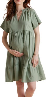 A PEA IN THE POD Tiered Cotton Maternity Dress
