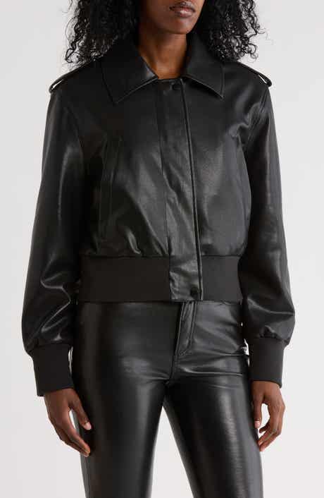 Hudson Jeans Waterproof Faux Leather Aviator Jacket