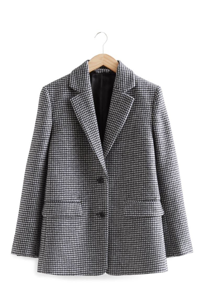 Oversize Houndstooth Wool Blend Tweed Blazer, Alternate, color, PEPITA CHECK