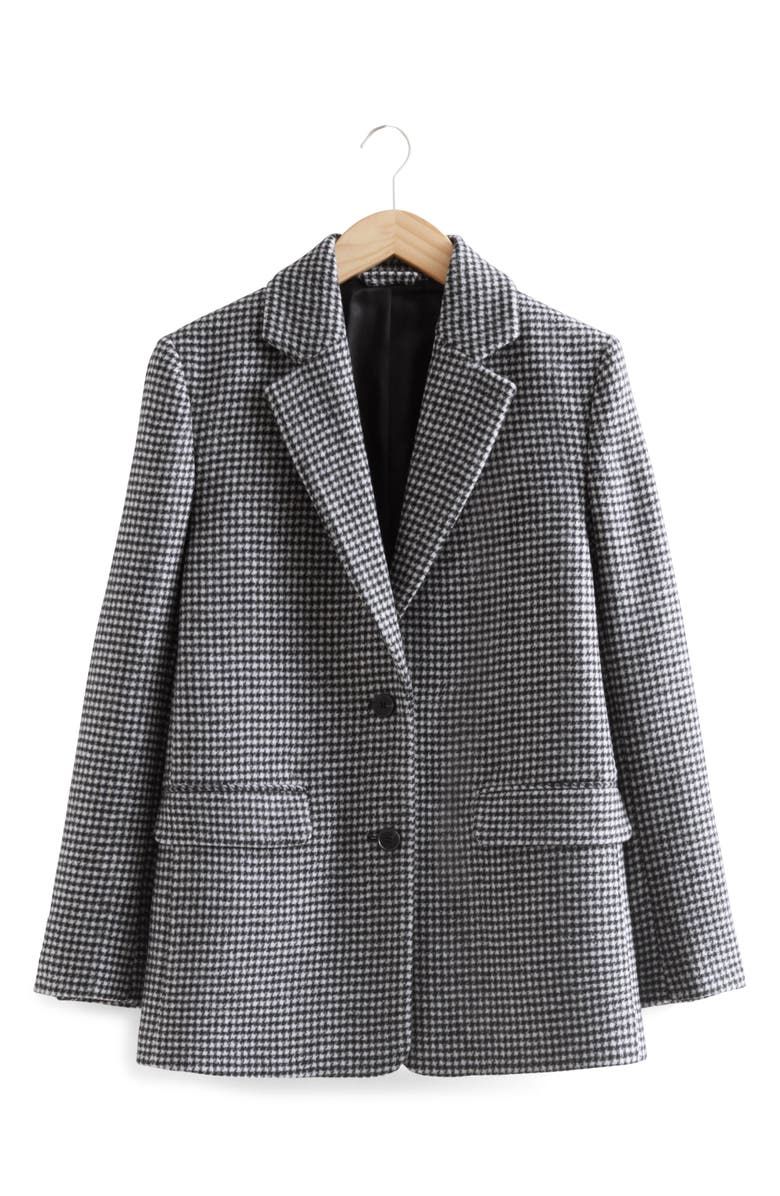 & Other Stories Oversize Houndstooth Wool Blend Tweed Blazer, Alternate, color,