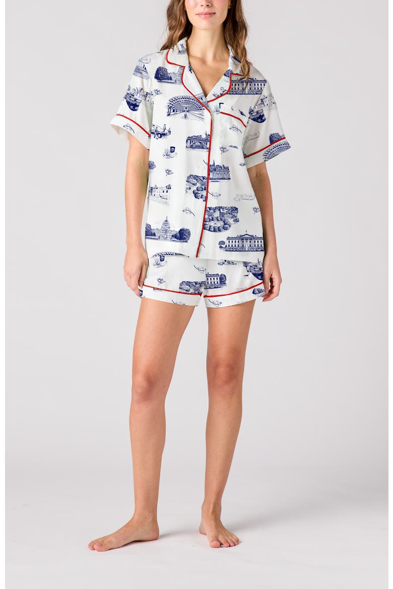 Washington DC Toile Shorts, Main, color, Light Blue