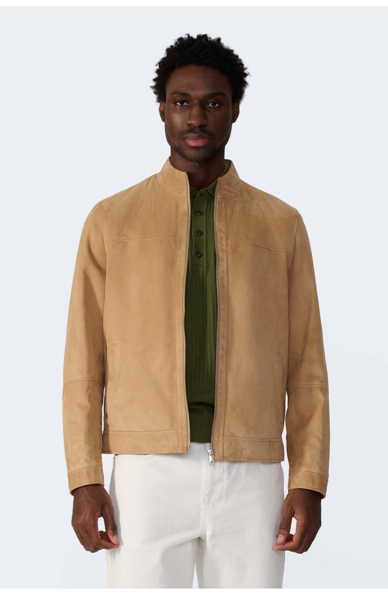 Furniq UK Monty Suede Bomber Jacket, Main, color, Pastel Brown