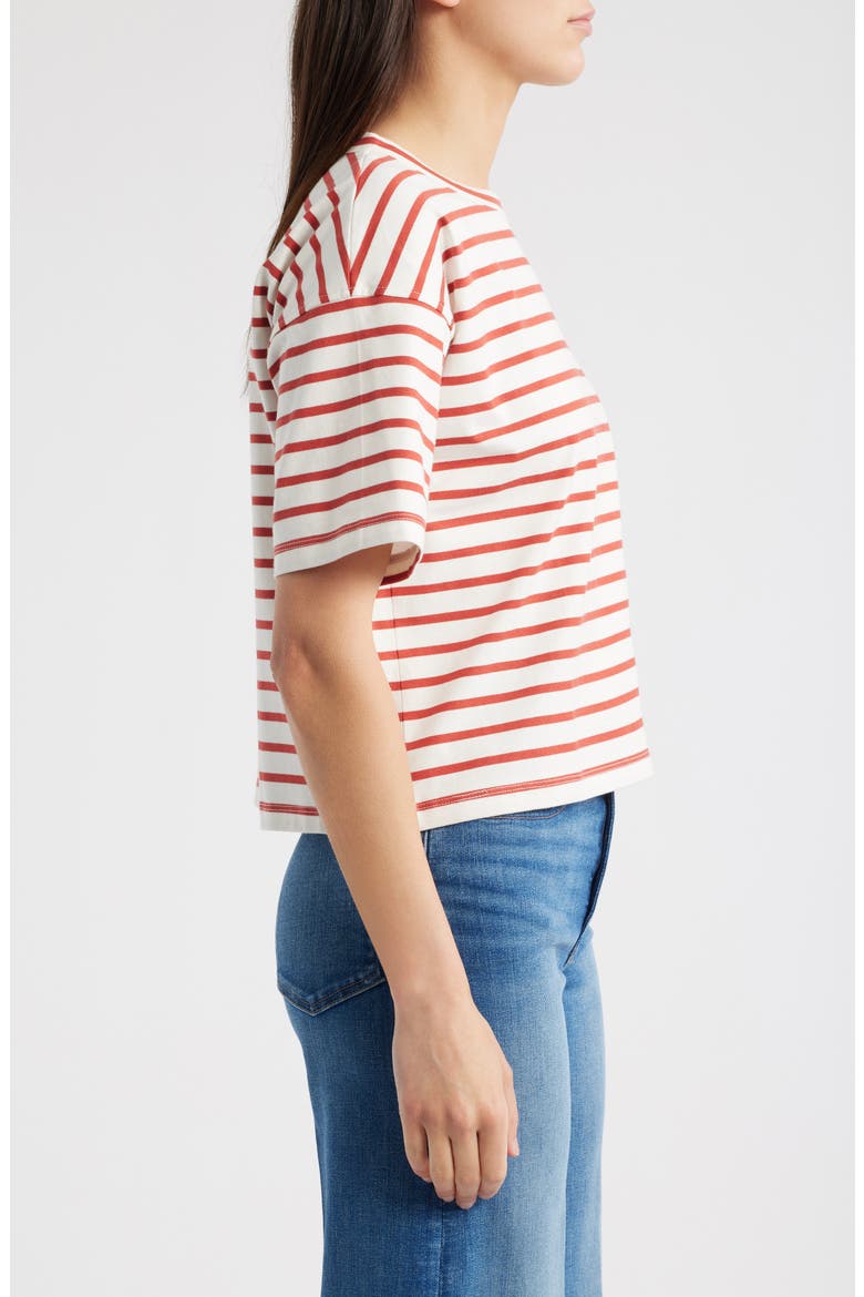 Everyday Boxy Cotton Crop T-Shirt, Alternate, color, RED STRIPE