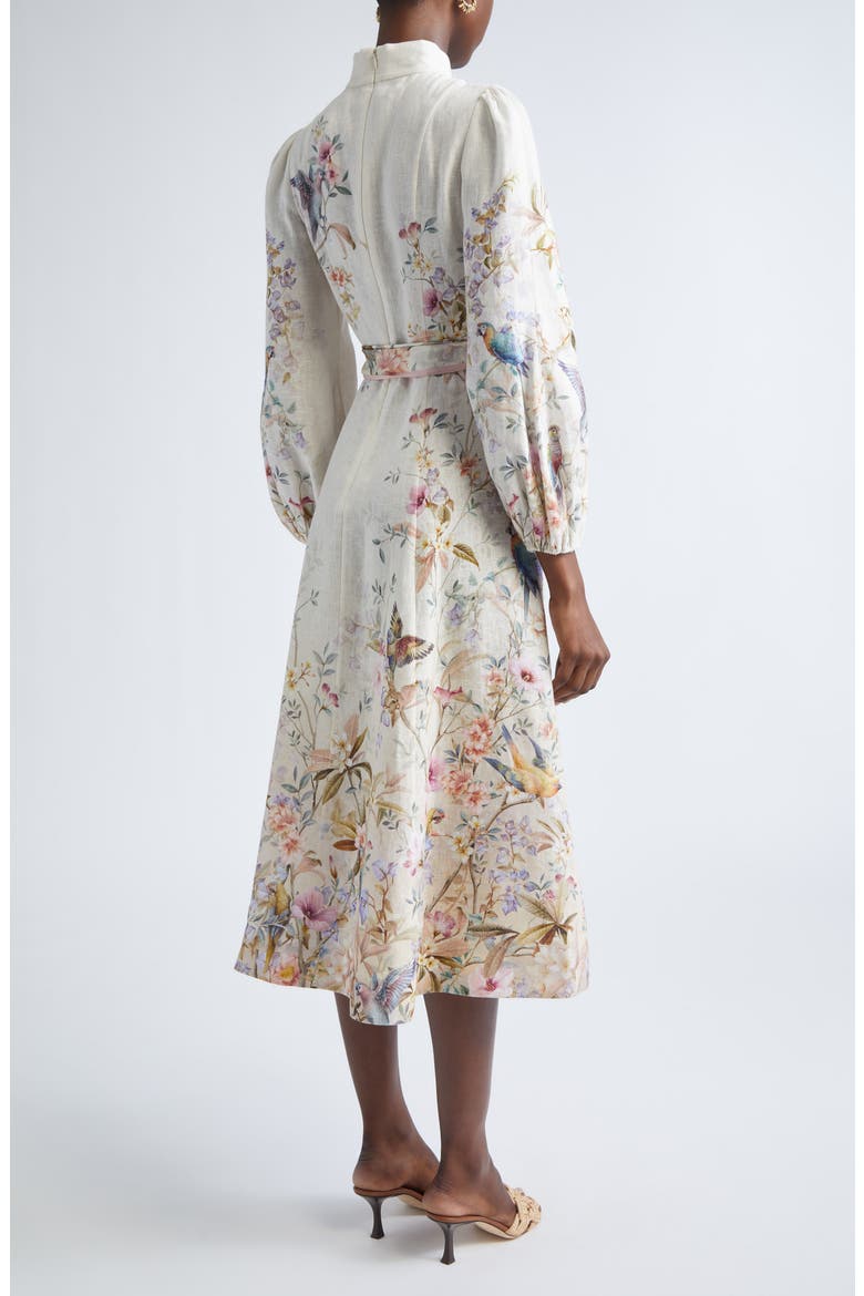 Rebellion Linen Button Midi Dress, Alternate, color, CREAM AVIARY
