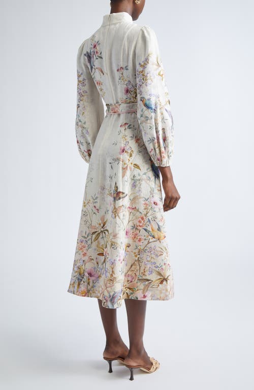 Zimmermann Rebellion Linen Button Midi Dress In Multi