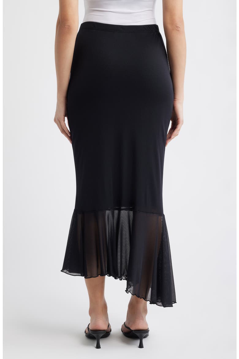 Flounce Midi Skirt, Alternate, color, BLACK