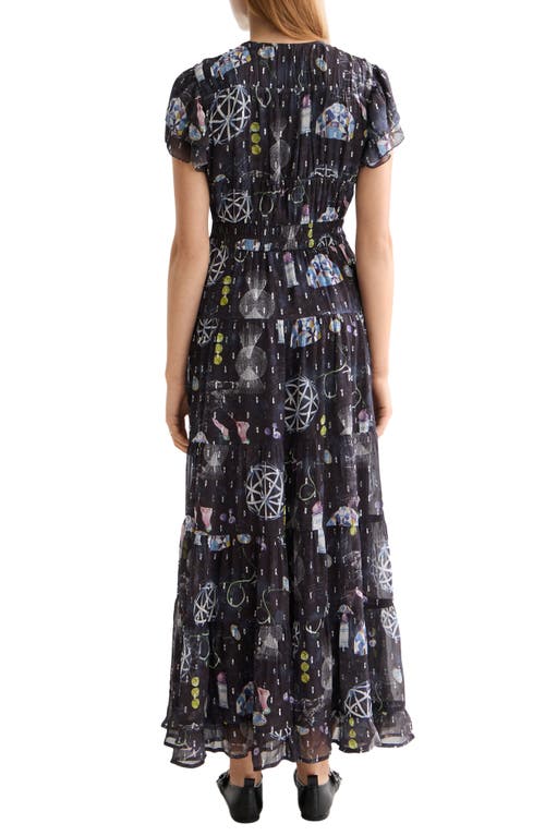 Scotch & Soda Cap Sleeve Tiered Chiffon Maxi Dress In Multi