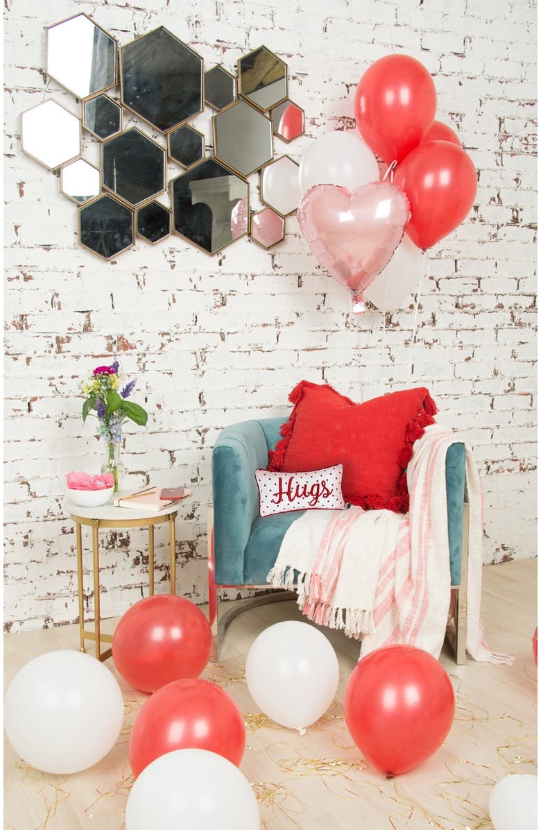 C&F Home "Hugs" w/ Dots Mini Red Woven Valentine's Day Accent Pillow 6" x 12", Alternate, color, Red