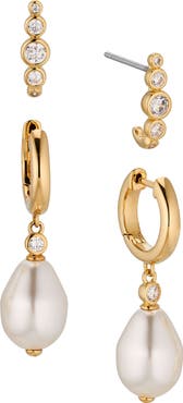 Nadri Siren Set of 2 Hoop Earrings