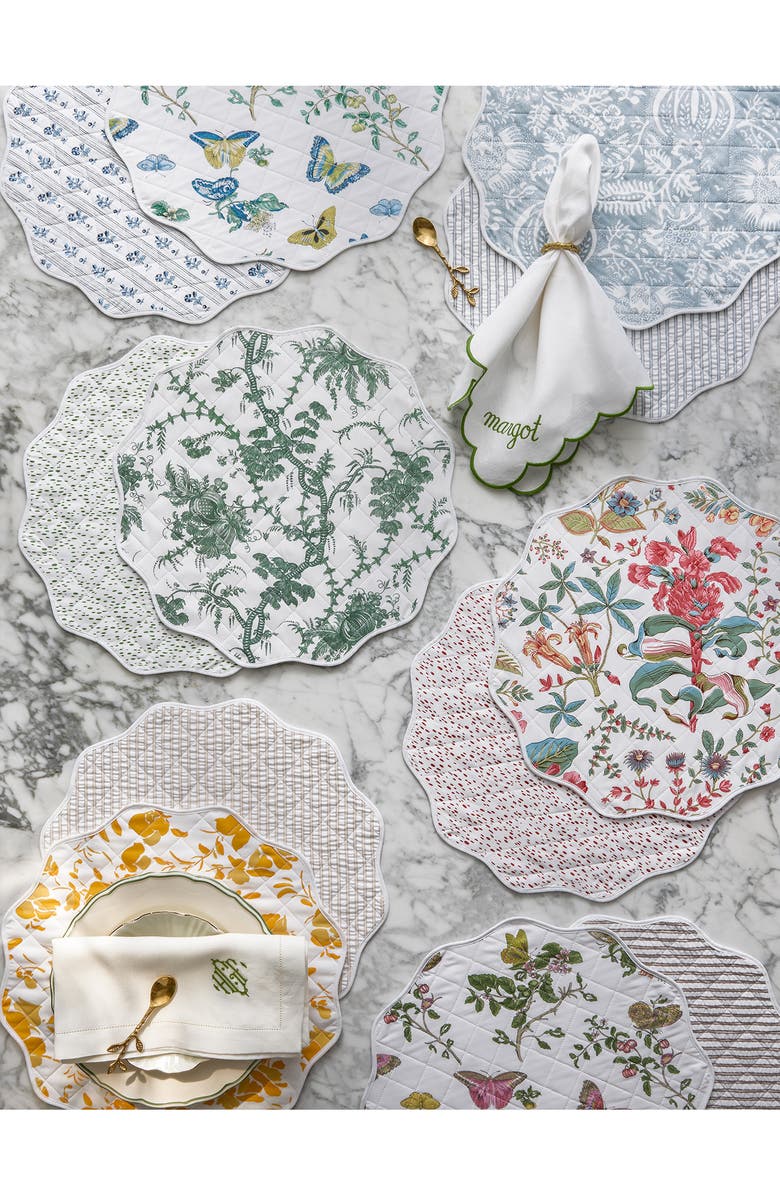 Matouk Set of 4 Reversible Quilted Placemats, Alternate, color, San Cristobal Green/ Celine