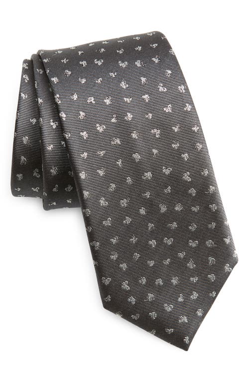 BOSS Neat Silk Tie in Medium Grey 