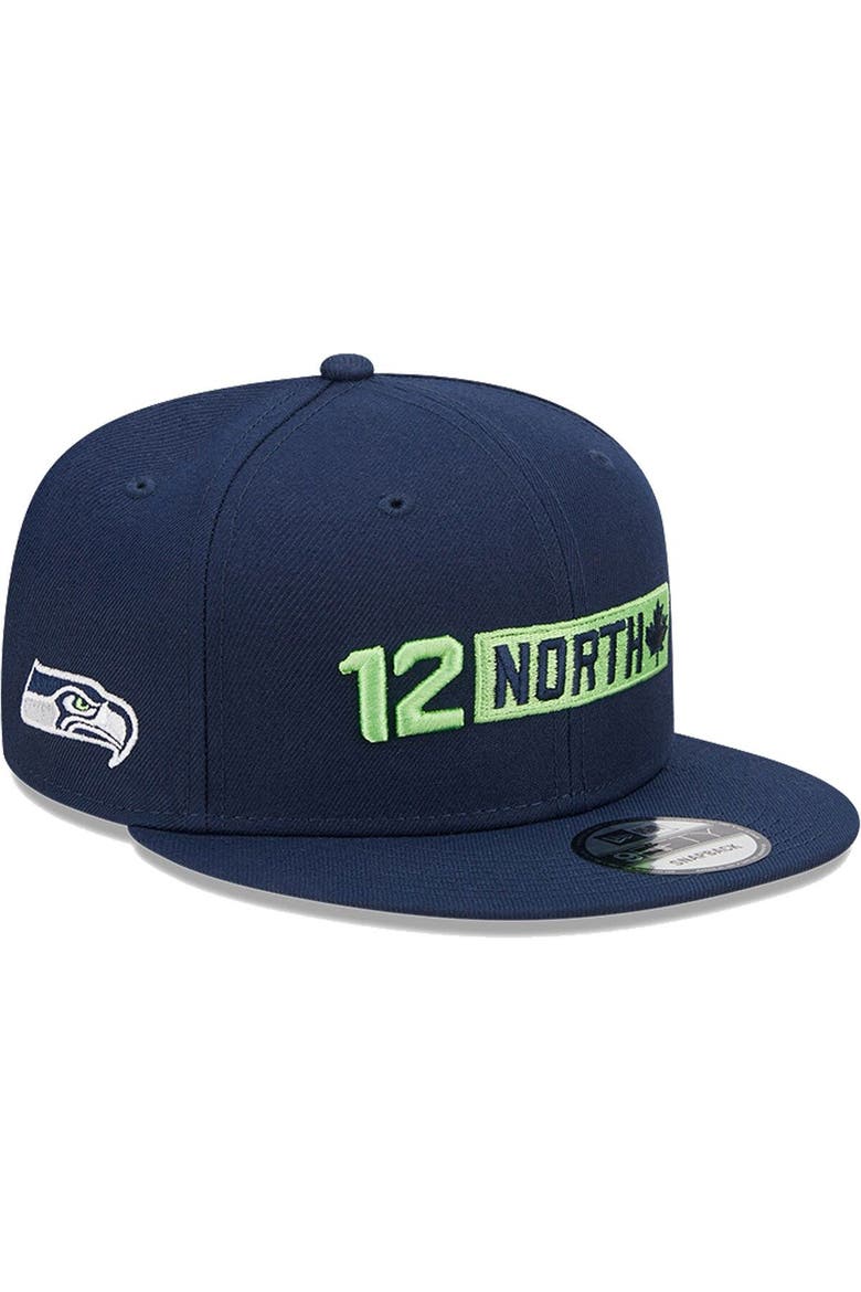 Men's New Era College Navy Seattle Seahawks 12 North Collection Snapback Hat, Main, color, Navy