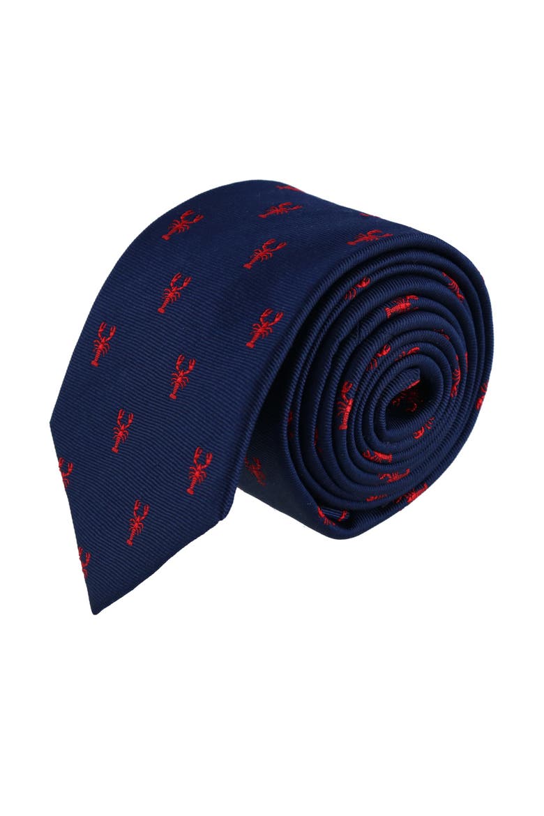 Stonington Lobster Novelty Silk Necktie, Main, color, Navy