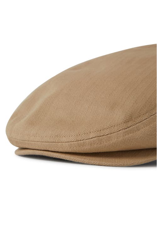 Brixton Hooligan Herringbone Driving Cap In Khaki/sand Herringbone