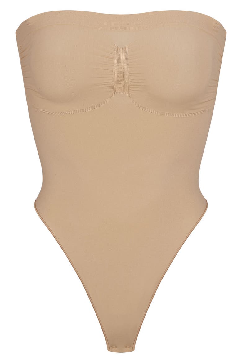 Seamless Sculpt Strapless Bodysuit, Alternate, color, CLAY