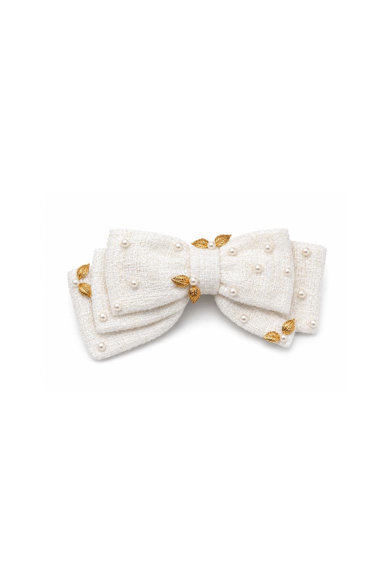 Chic Tweed Harmony Barrette, Main, color, White