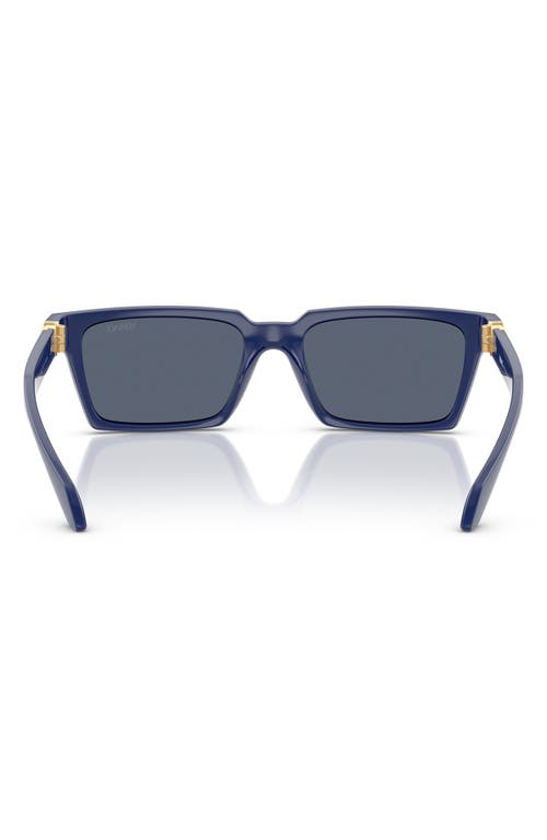Versace 55mm Rectangular Sunglasses In Solid Blue