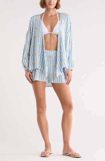 NORDSTROM RACK Flowy Beach Cover-Up Cardigan & Shorts Set