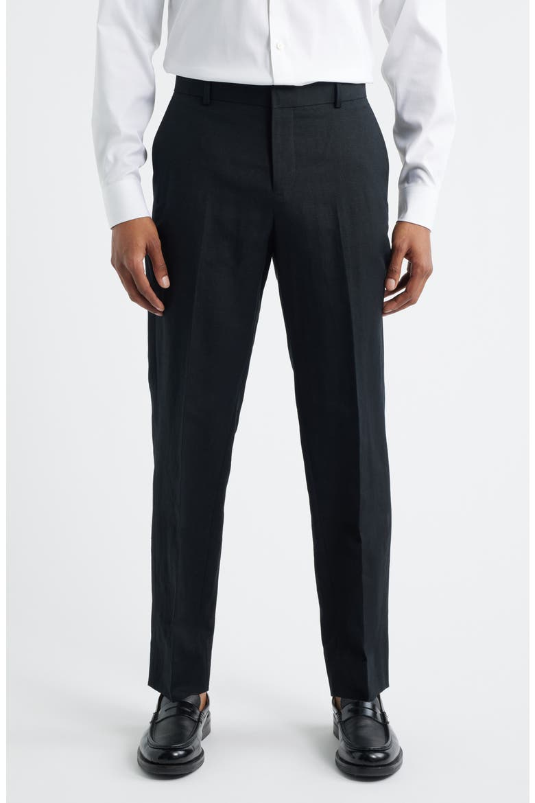 Linen Blend Pants, Main, color, BLACK