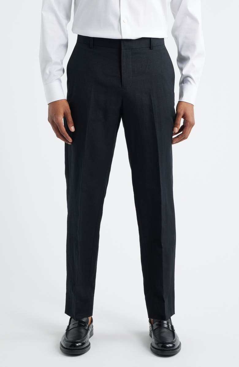 Open Edit Linen Blend Pants, Main, color, Black