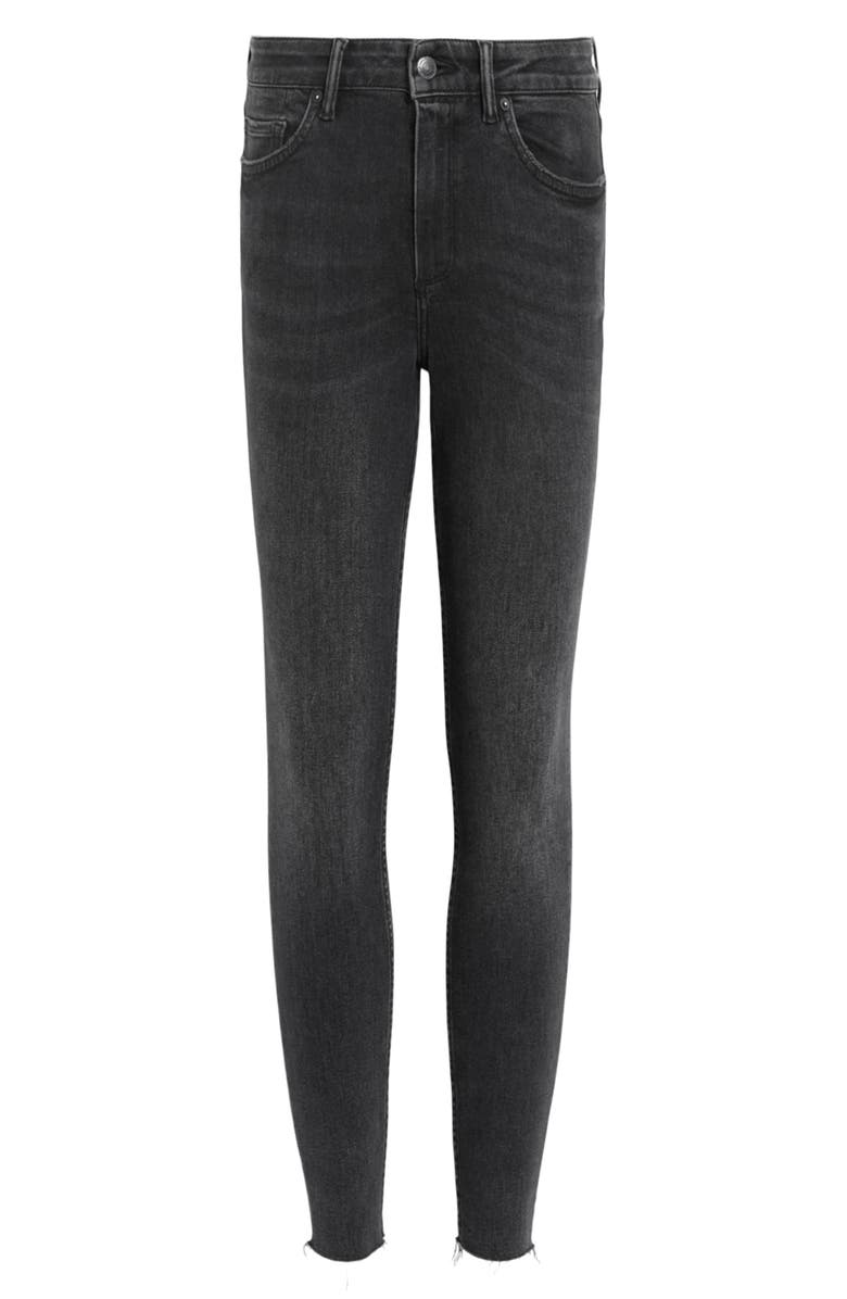 AllSaints Miller Pushup Raw Hem Skinny Jeans, Alternate, color, Washed Black