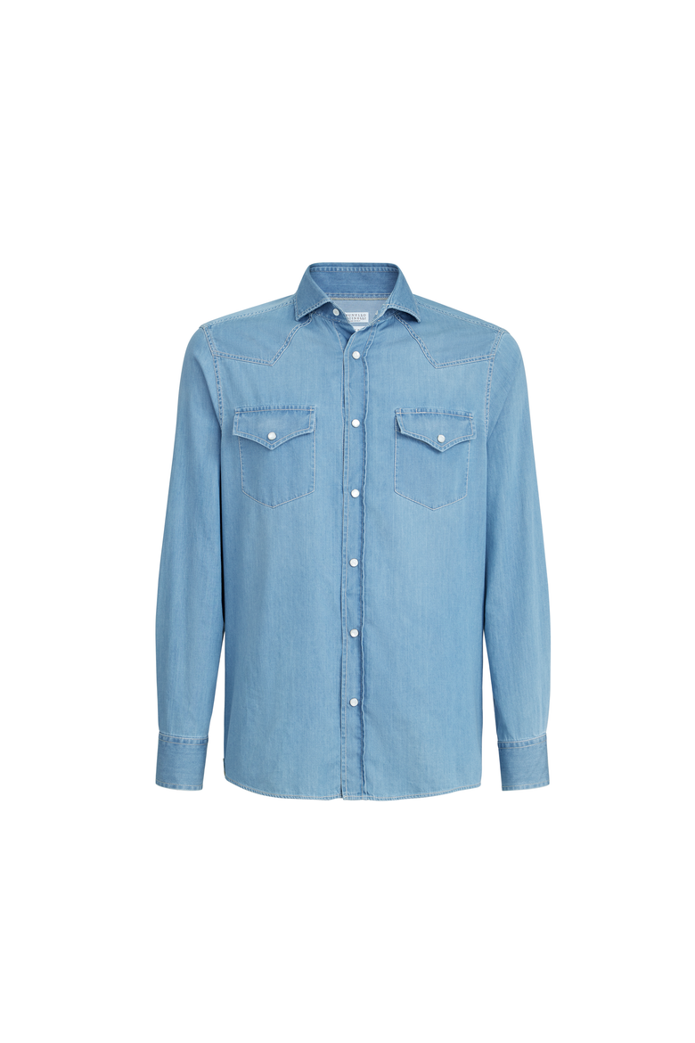 Shirt with snaps, Alternate, color, Light Blue Denim