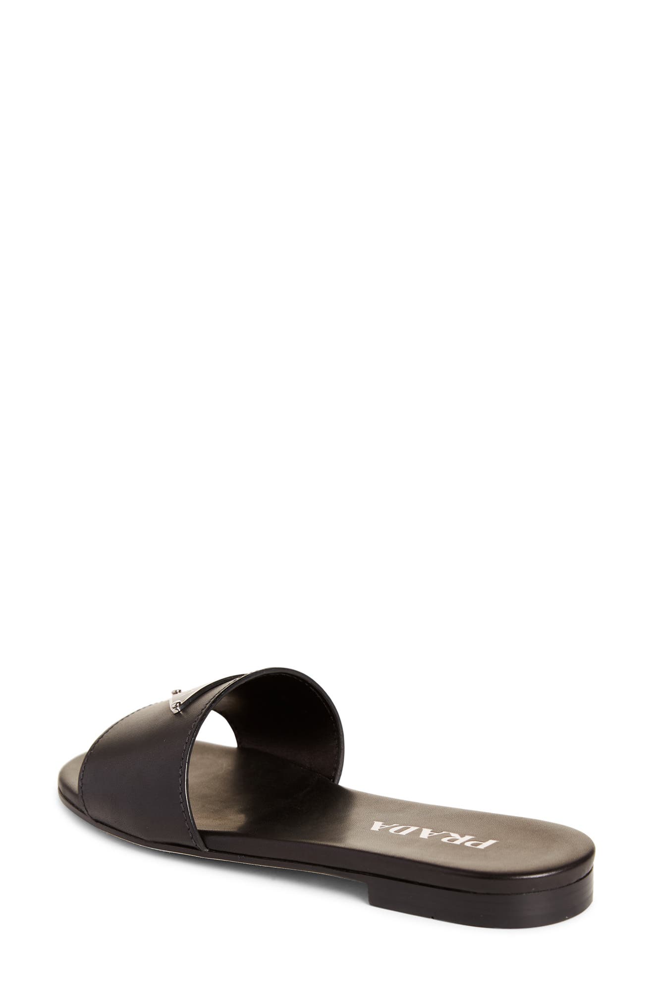 Prada Triangle Logo Slide Sandal, Alternate, color, 